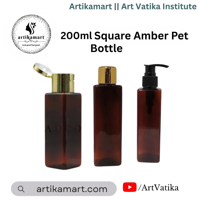 200ml SQUARE PET Bottle AMBER - 24mm Neck