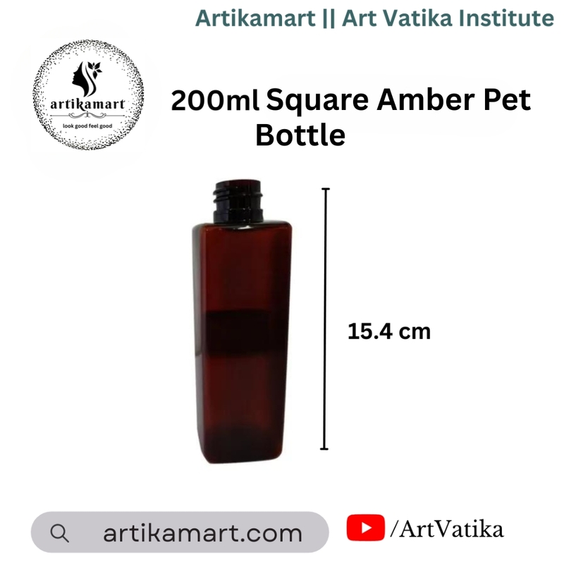 200ml SQUARE PET Bottle AMBER - 24mm Neck