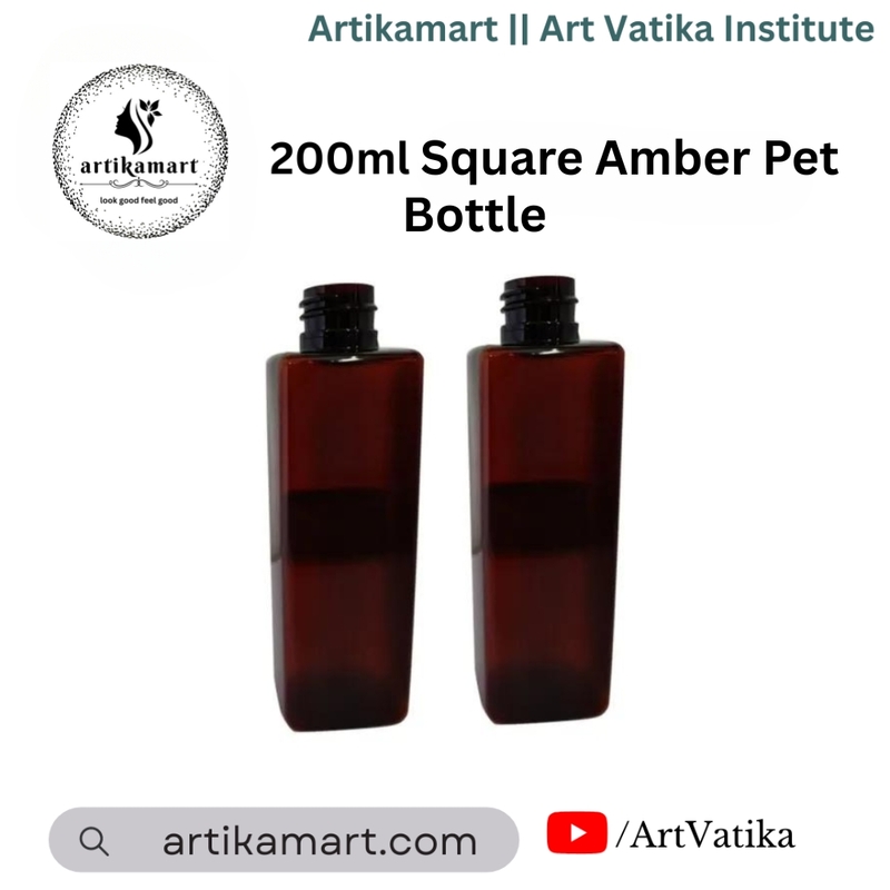 200ml SQUARE PET Bottle AMBER - 24mm Neck