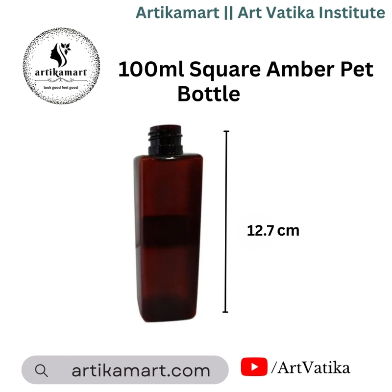 100ml SQUARE PET Bottle AMBER - 20mm Neck