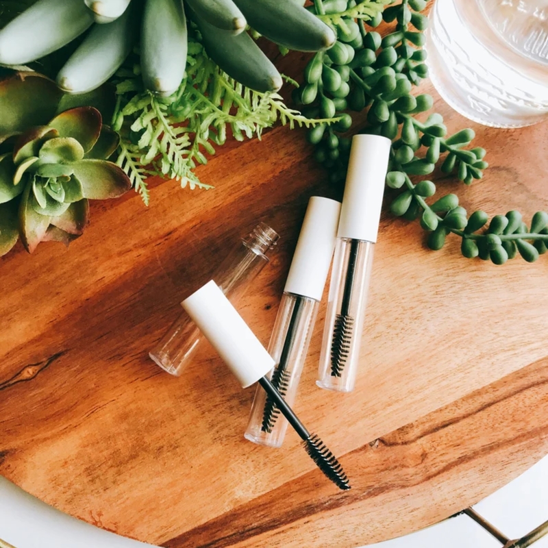 Mascara - ROUND - White Cap - 4ml - Tall Clear Container - Glossy