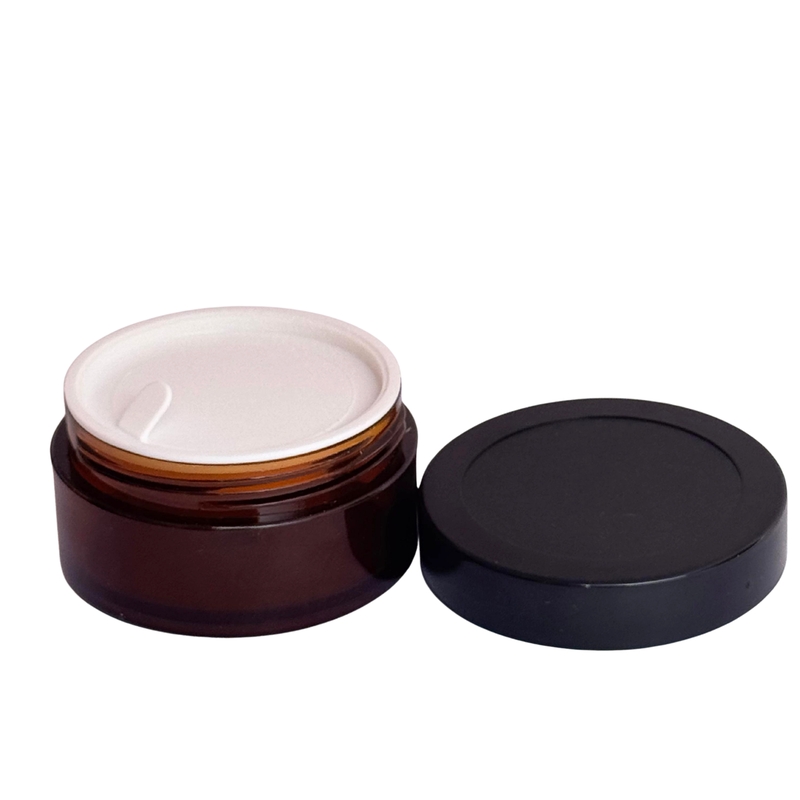 Acrylic San Jar Amber + White Inner + Black Cap - 25g