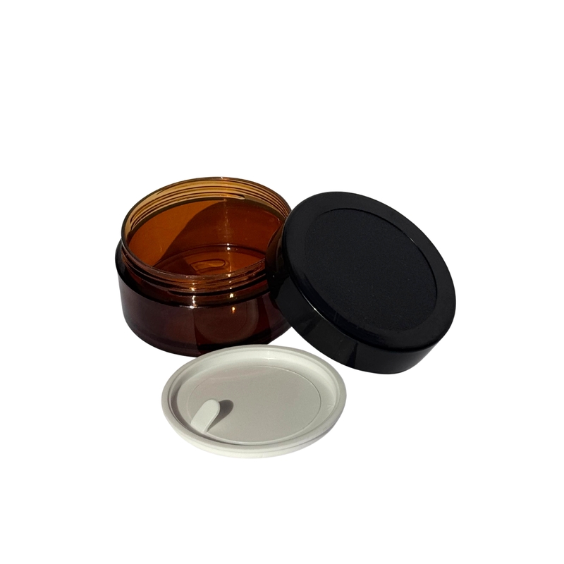 Acrylic San Jar Amber + White Inner + Black Cap - 25g