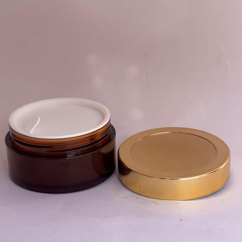 Acrylic San Jar Amber + White Inner + GOLDEN Cap - 25g