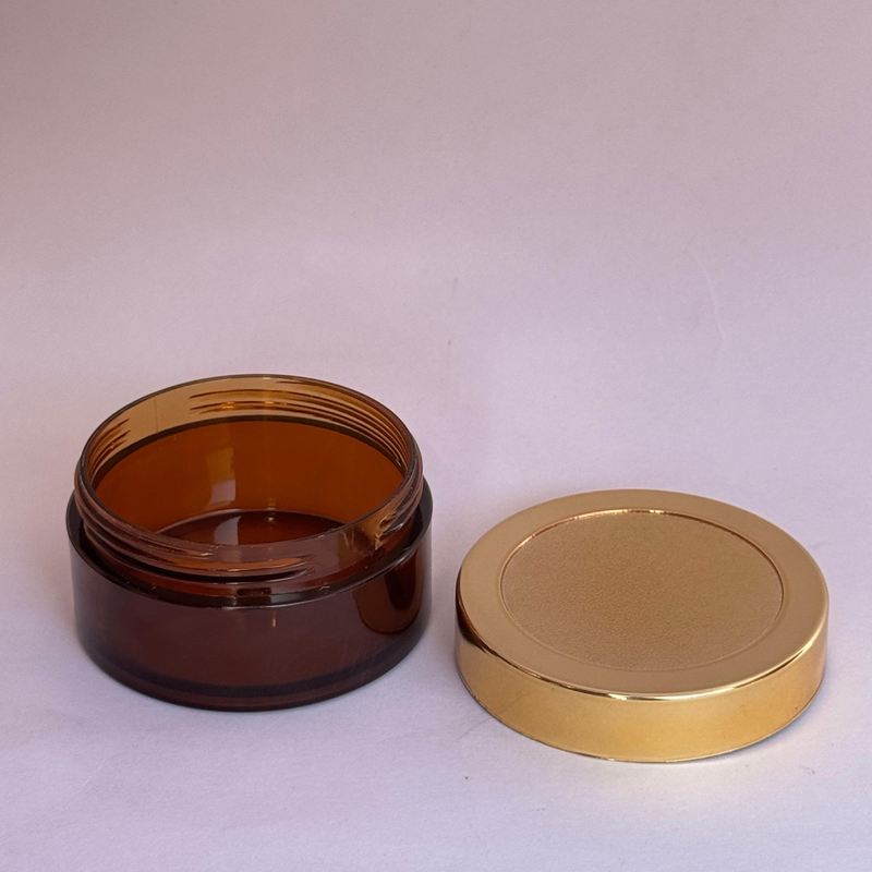 Acrylic San Jar Amber + White Inner + GOLDEN Cap - 25g