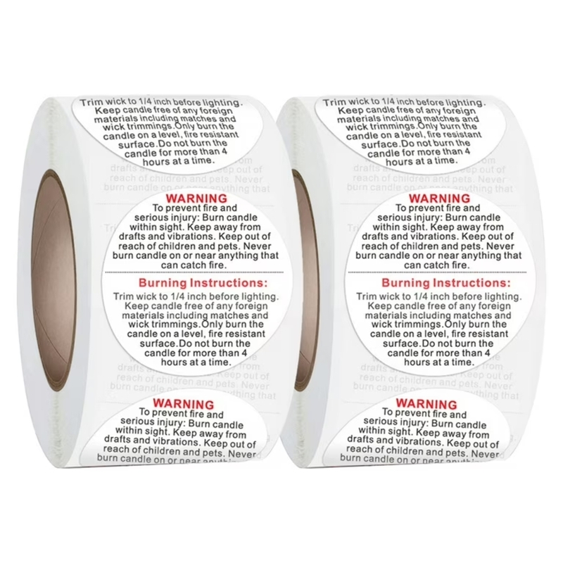 Candle Accessory - Warning Sticker (1 Roll of 1000 Stickers)