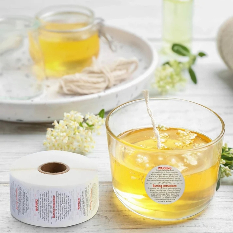 Candle Accessory - Warning Sticker 1 inch (1 Roll of 500 Stickers)