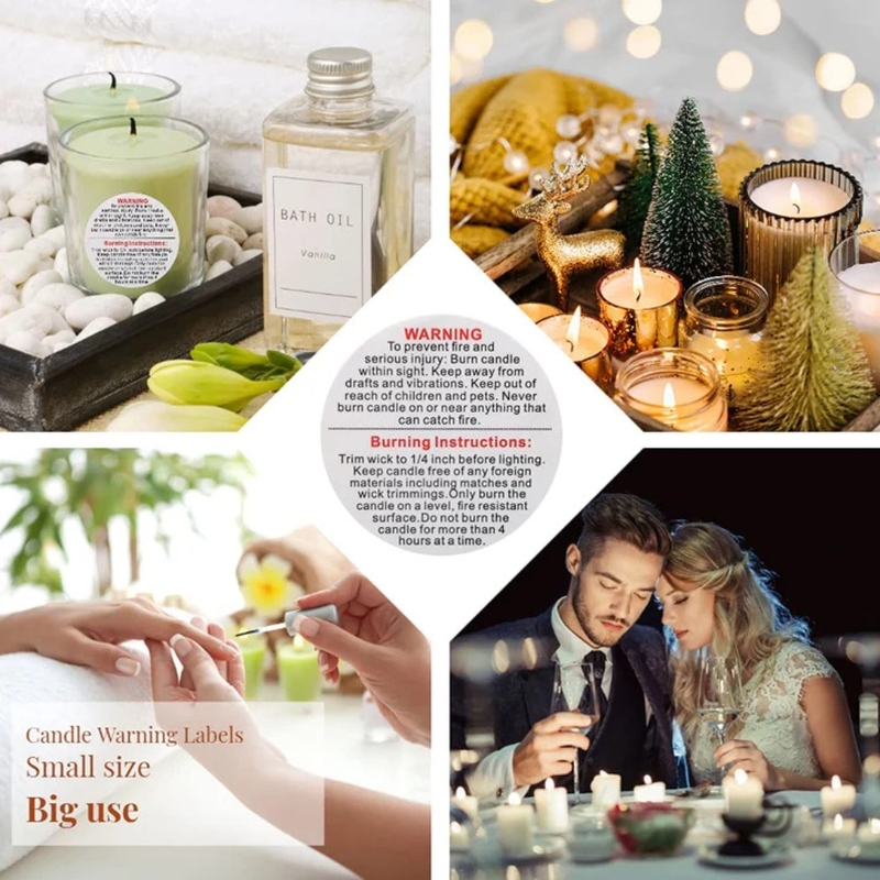 Candle Accessory - Warning Sticker 1 inch (1 Roll of 500 Stickers)