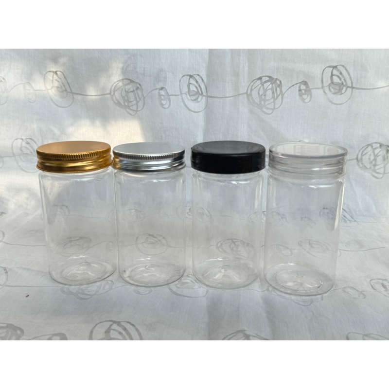 200ml Round PET Jar + 53mm Aluminium SILVER Cap