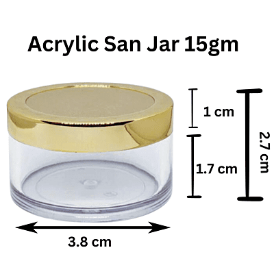 Acrylic San Jar + White Inner + GOLDEN Cap - 15g