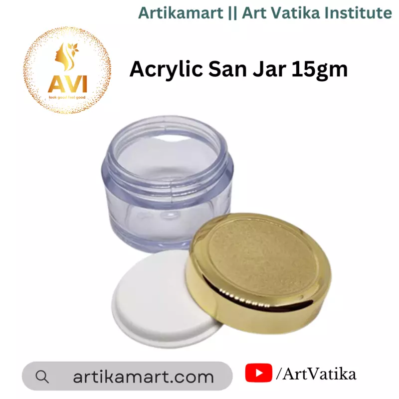 Acrylic San Jar + White Inner + GOLDEN Cap - 15g