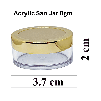Acrylic San Jar + White Inner + GOLDEN Cap - 8g