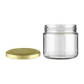 350ml Round Salsa Jar+ 82mm GOLD Lug Cap (72pc BOX)