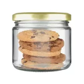 350ml Round Salsa Jar+ 82mm GOLD Lug Cap (72pc BOX)