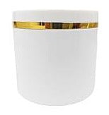 PP Container 100g WHITE Jar + White Cap & Gold Foiling
