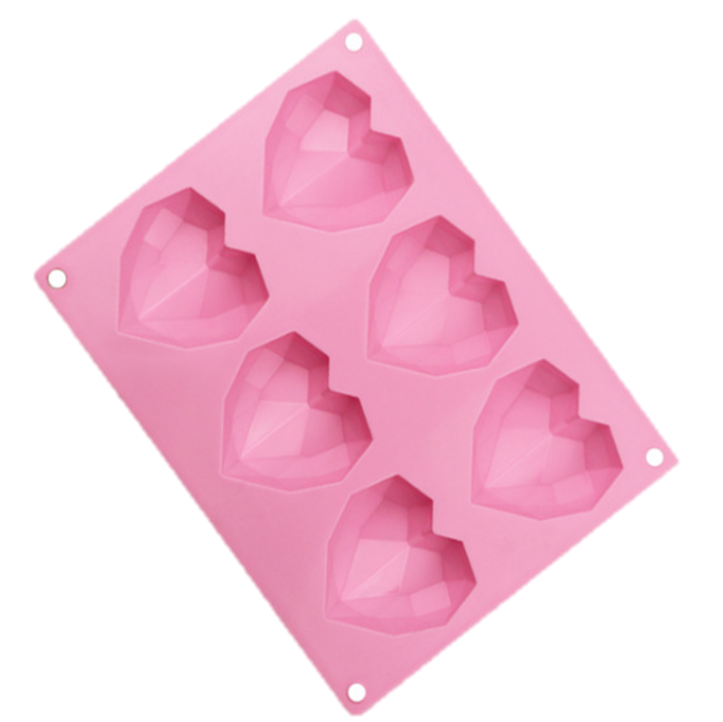 Silicon Mold Diamond Cut Heart 6 Cavity