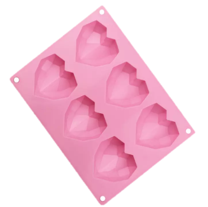 Silicon Mold Diamond Cut Heart 6 Cavity