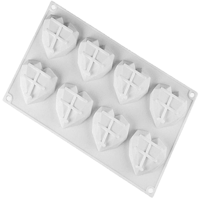 Silicon Mold Diamond Cut Heart 8 Cavity