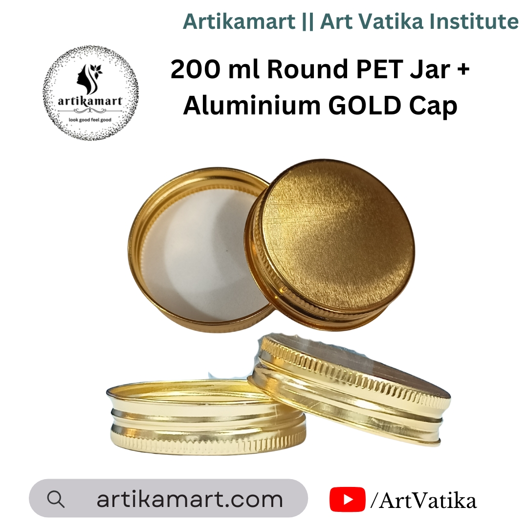 200ml Round PET Jar + 63mm Aluminium Gold Cap