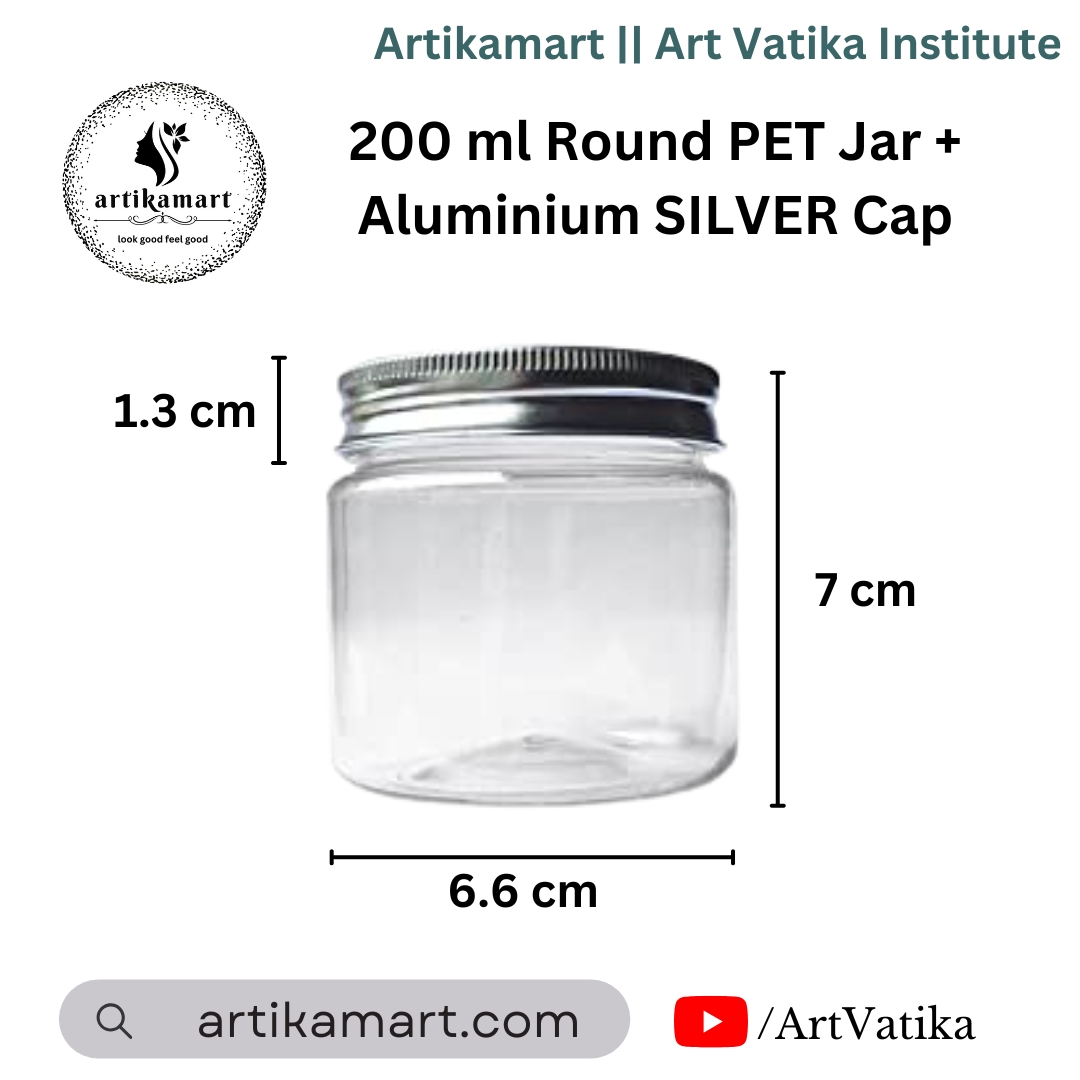 200ml Round PET Jar + 63mm Aluminium SILVER Cap 200ml Round PET Jar + 63mm Aluminium SILVER Cap