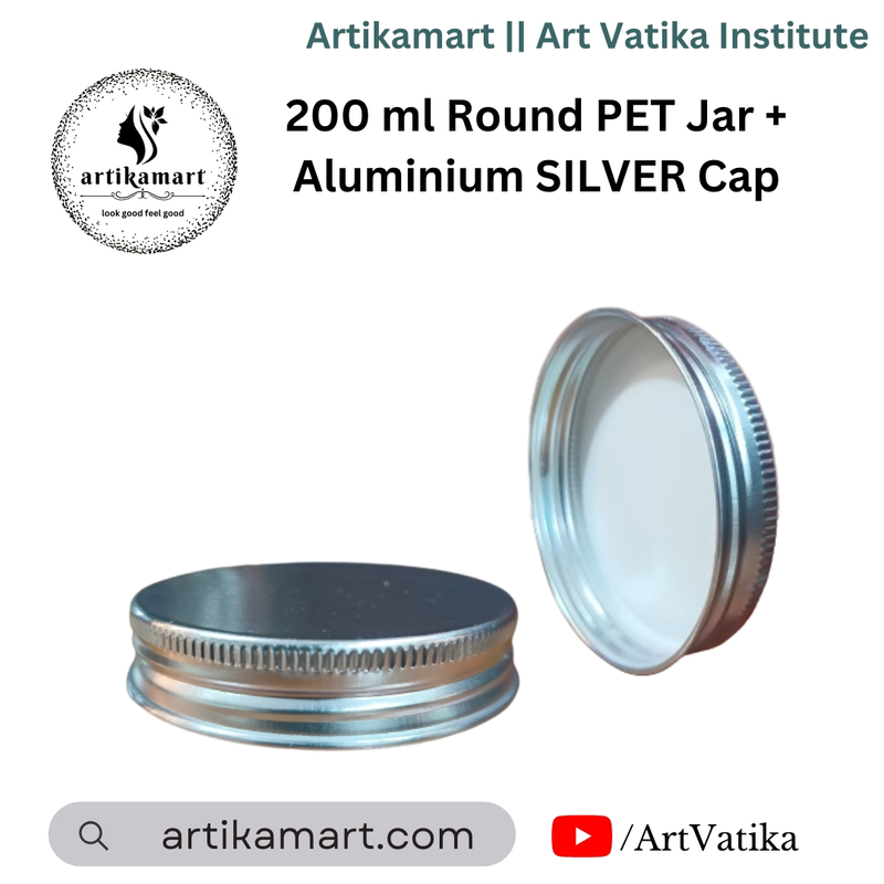 200ml Round PET Jar + 63mm Aluminium SILVER Cap