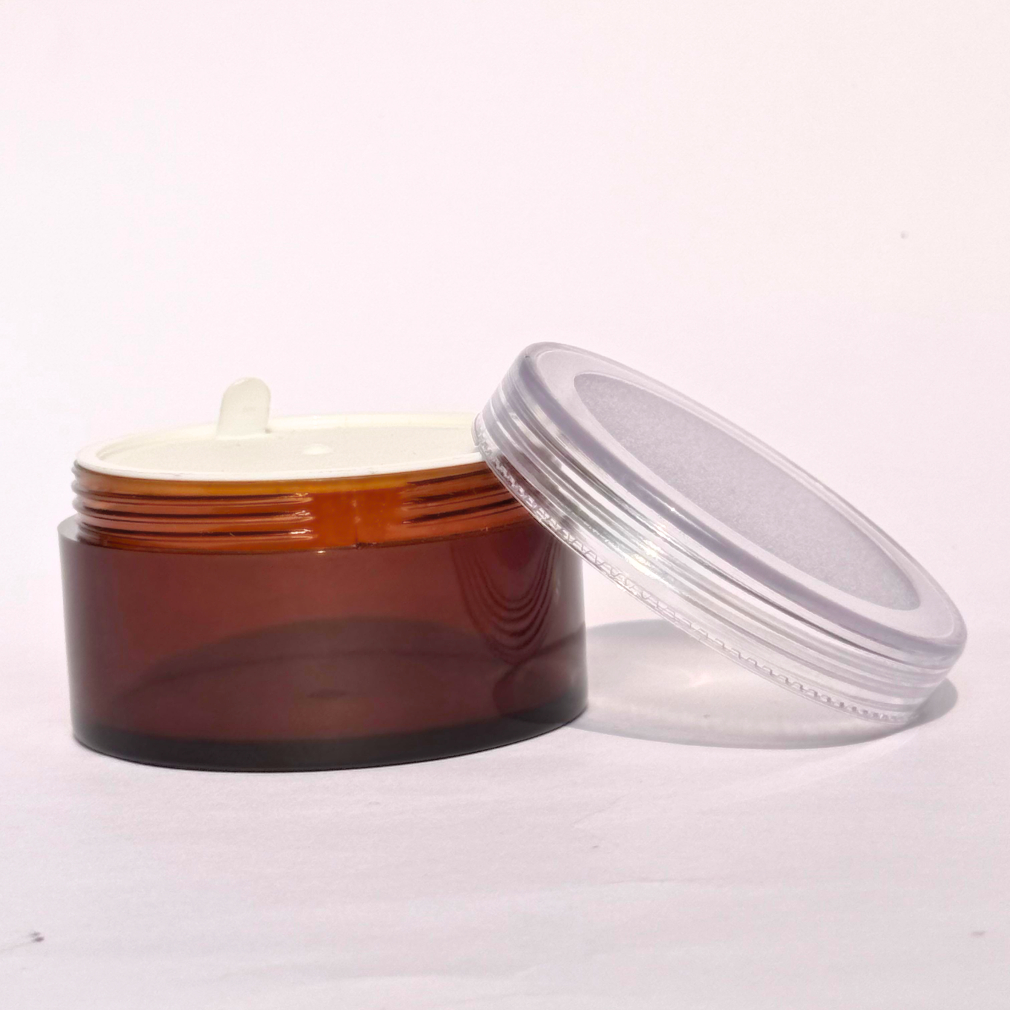 Acrylic San Jar Amber + White Inner + Transparent Cap - 50g