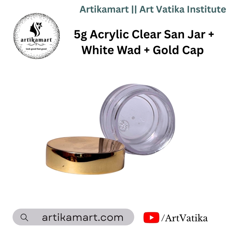 Acrylic San Jar + White Wad + Gold Cap - 5g