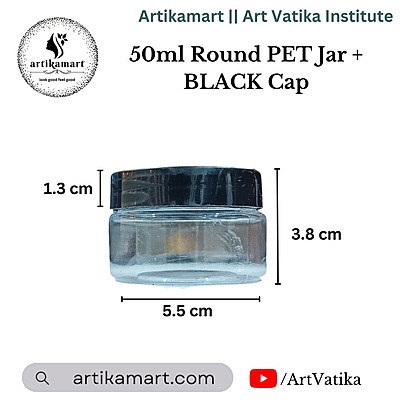 50ml Round PET Jar + Black Cap 50ml Round PET Jar + Black Cap
