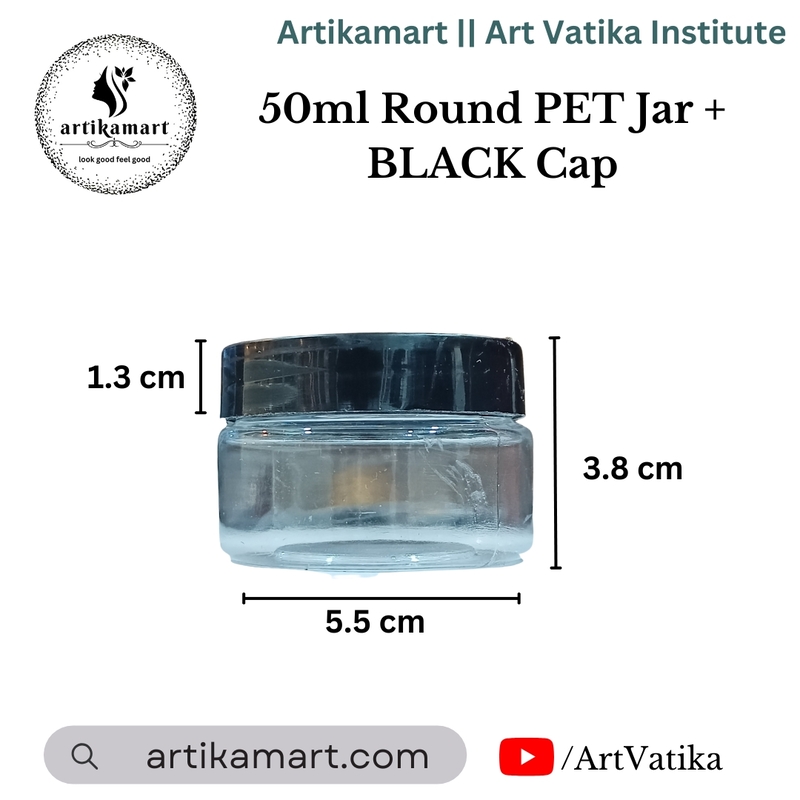 50ml Round PET Jar + Black Cap