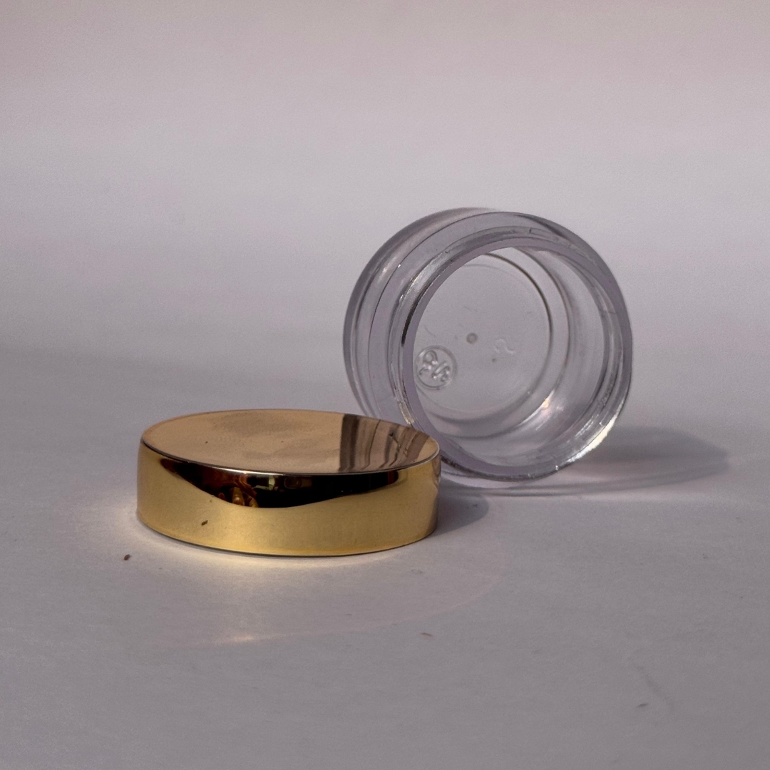 Acrylic San Jar + White Wad + Gold Cap - 5g