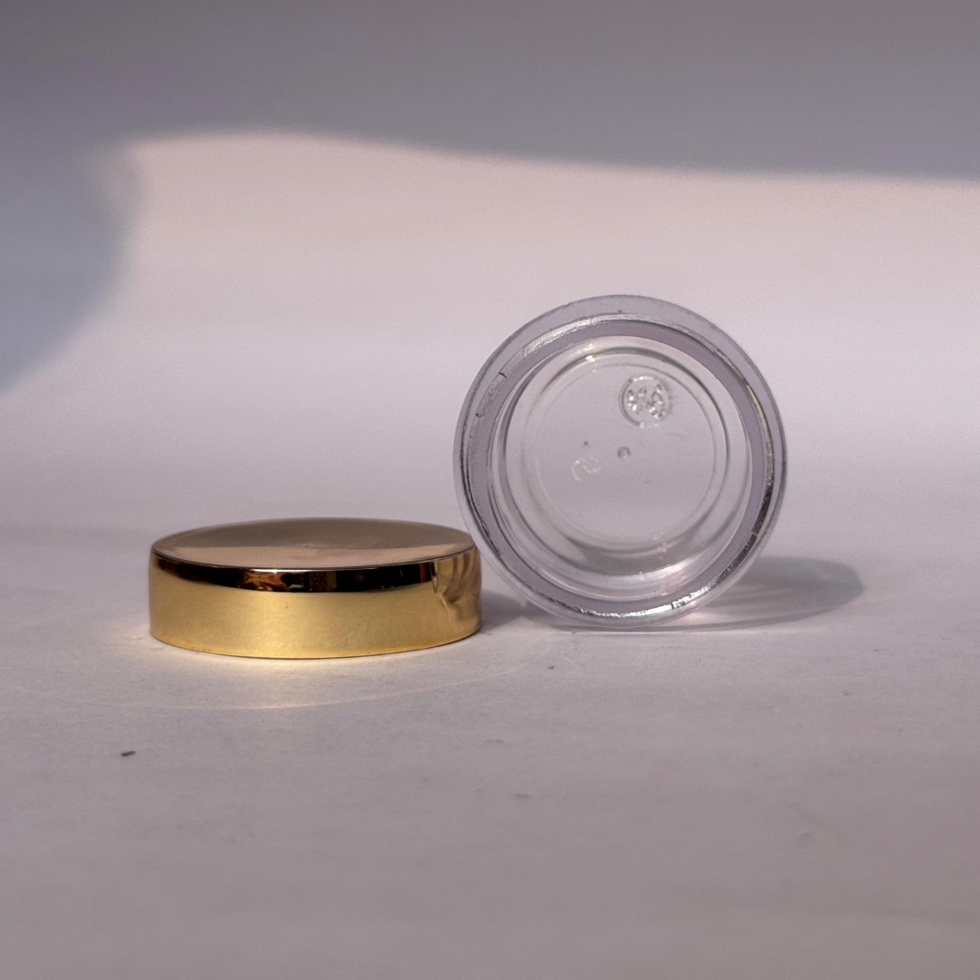 Acrylic San Jar + White Wad + Gold Cap - 5g