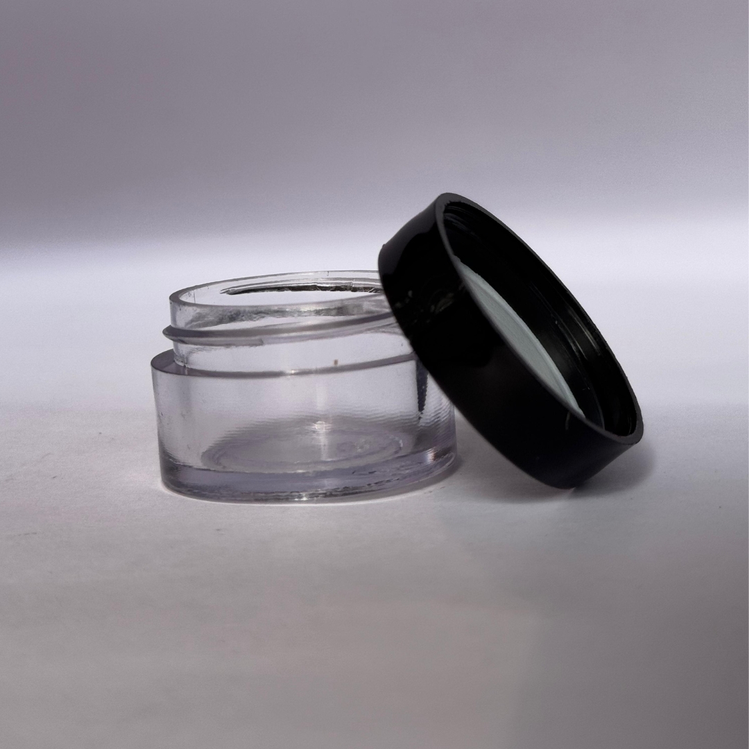 Acrylic San Jar + White Wad + BLACK Cap - 5g