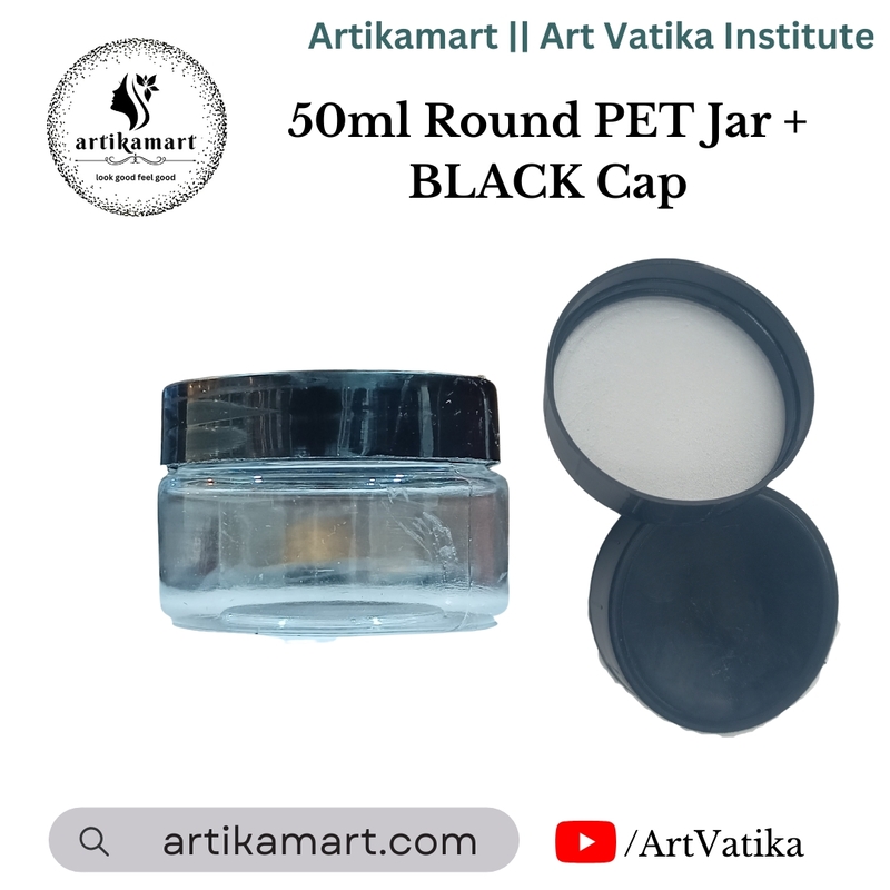 50ml Round PET Jar + Black Cap