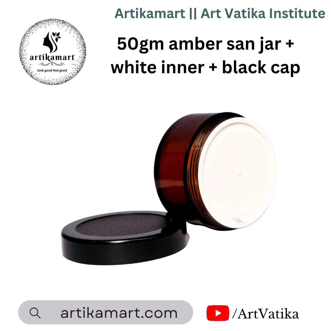 Acrylic San Jar Amber + White Inner + Black Cap - 50g