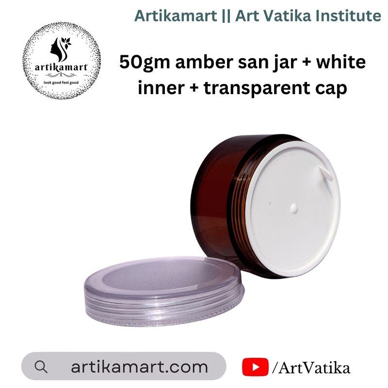 Acrylic San Jar Amber + White Inner + Transparent Cap - 50g