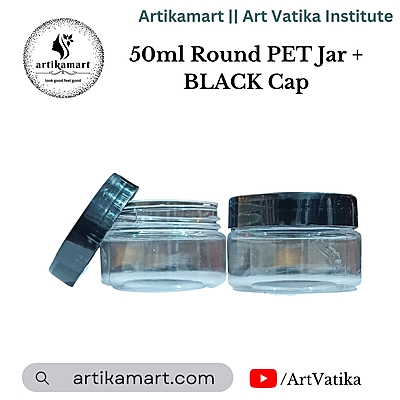 50ml Round PET Jar + Black Cap 50ml Round PET Jar + Black Cap