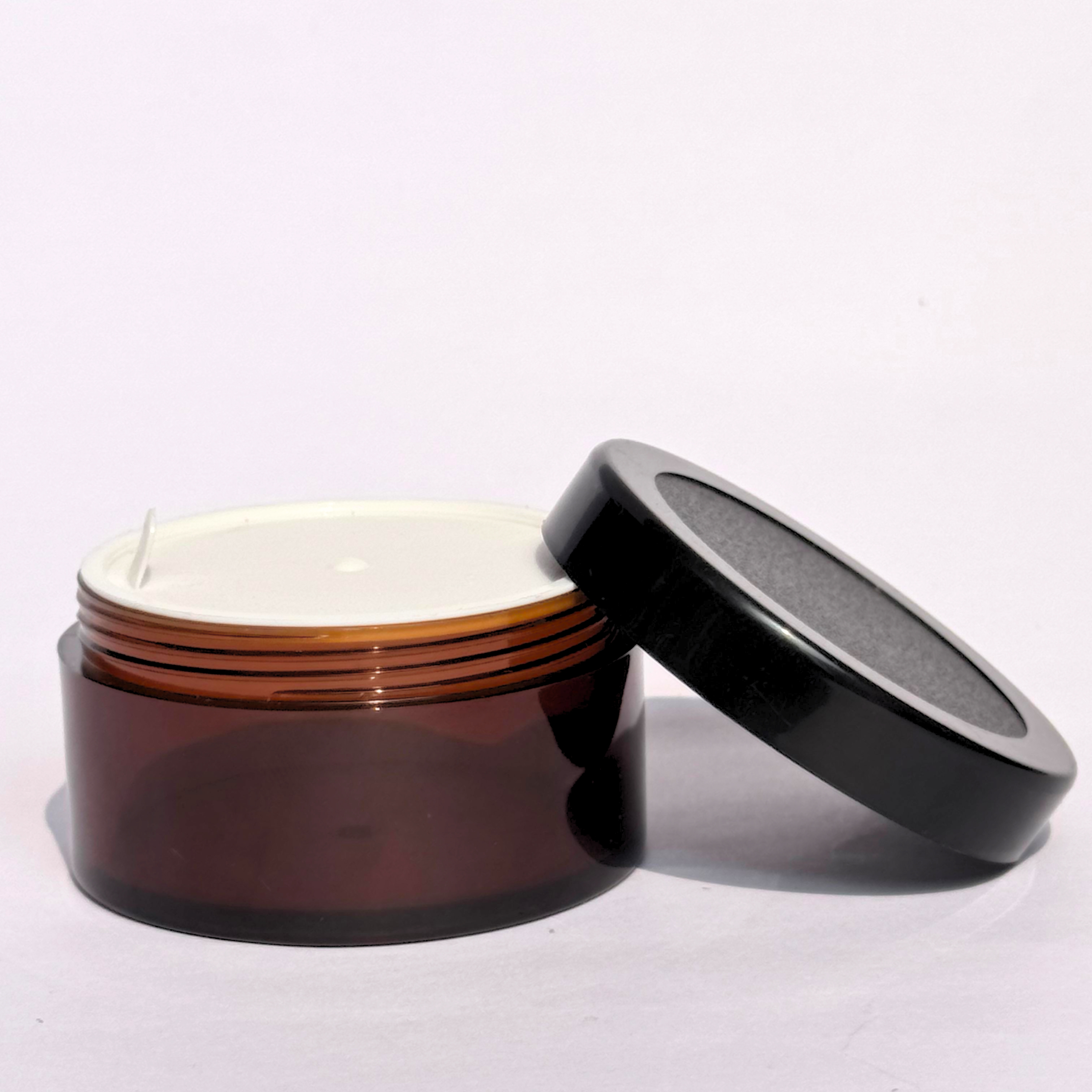 Acrylic San Jar Amber + White Inner + Black Cap - 50g