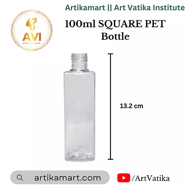 100ml SQUARE PET Bottle CLEAR - 20mm Neck
