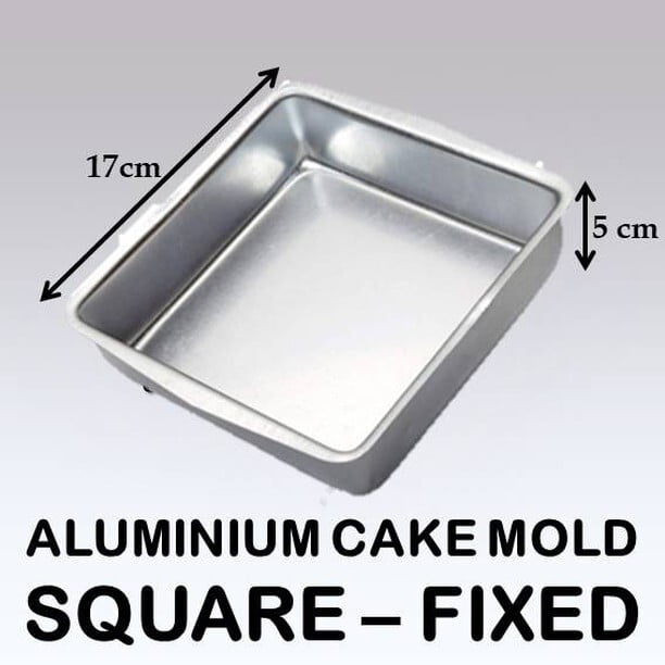 Cake Mould Aluminium - FIXED-  SQUARE - 17*17*5cm No2